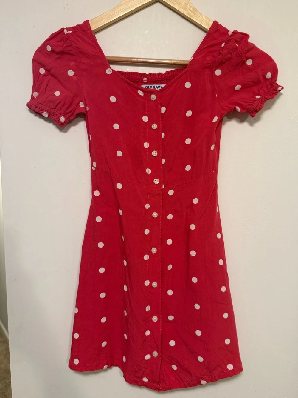 Old Navy Girls’ Size 6–7 Pink & White Polka Dot Button-Front Dress 💕